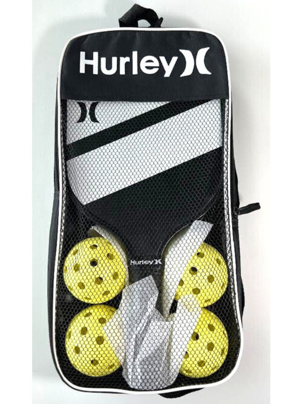 Hurley Pickleball Set with Carry Case-7 piece Set-Black And White-Used Once